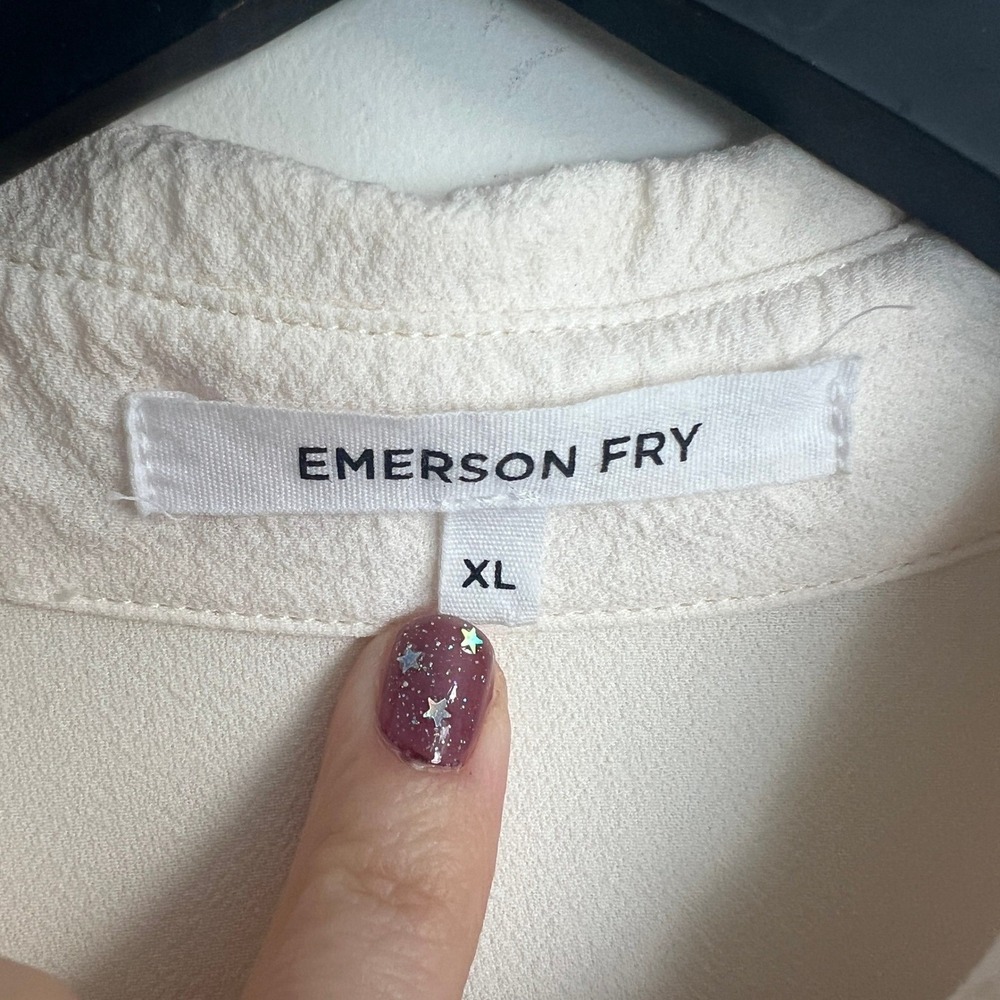 Emerson Fry Long Sleeve Popover Button Down Collared Viscose Shirt Top - Picture 2 of 6